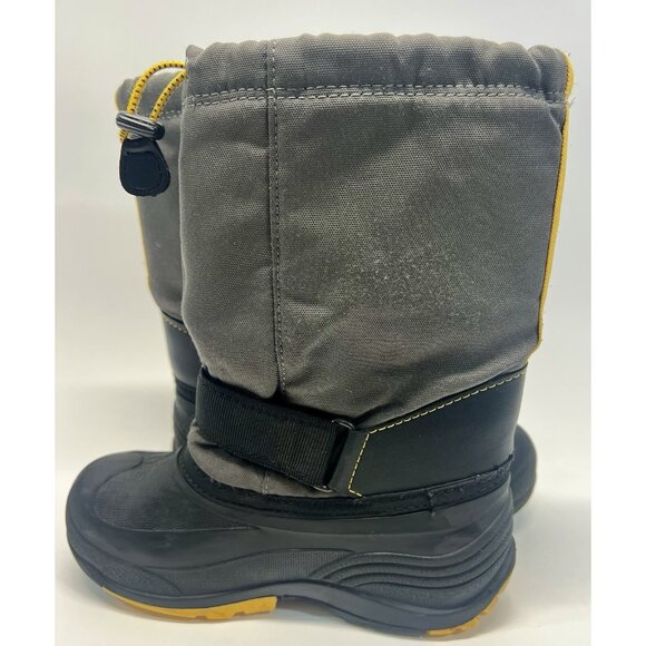 Kamik Kids Winter Snow Boots Size 3 Black Yellow Waterproof Insulated Drawstring - Picture 6 of 8